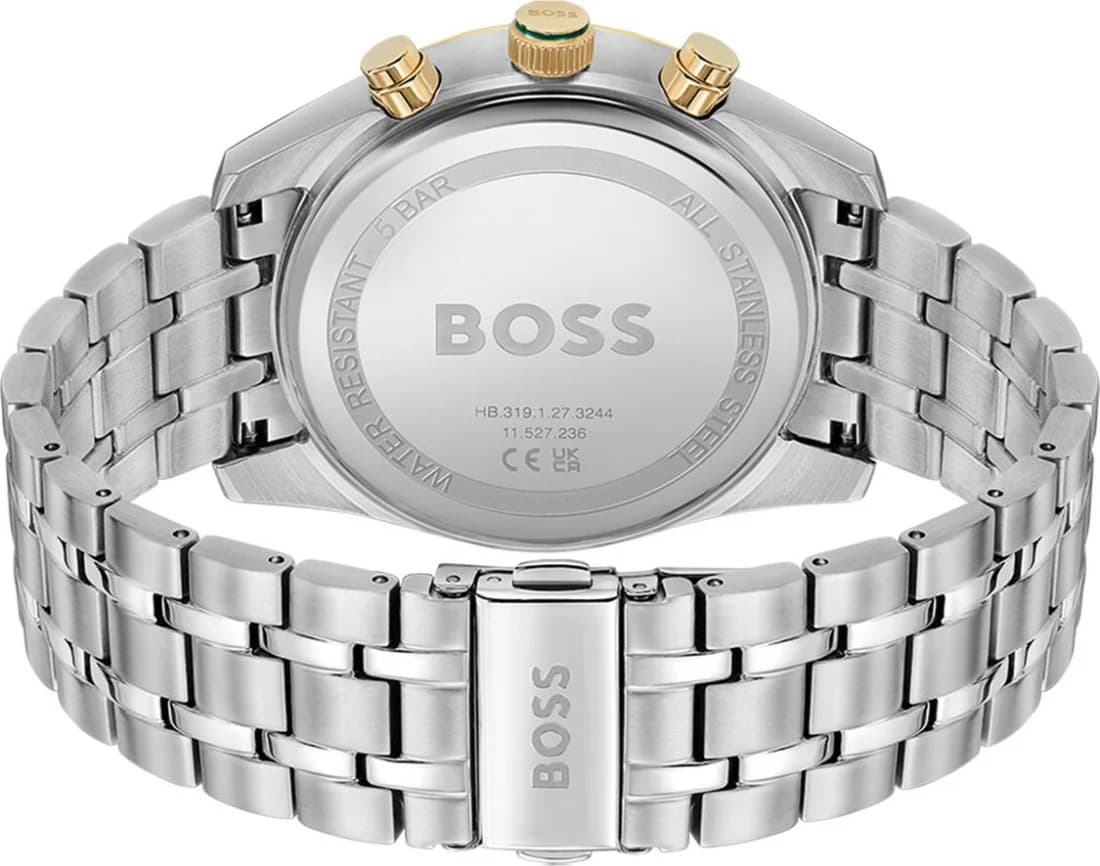 Montre Hugo Boss 1514195 chronographe cadran vert bracelet acier argent homme vue 3