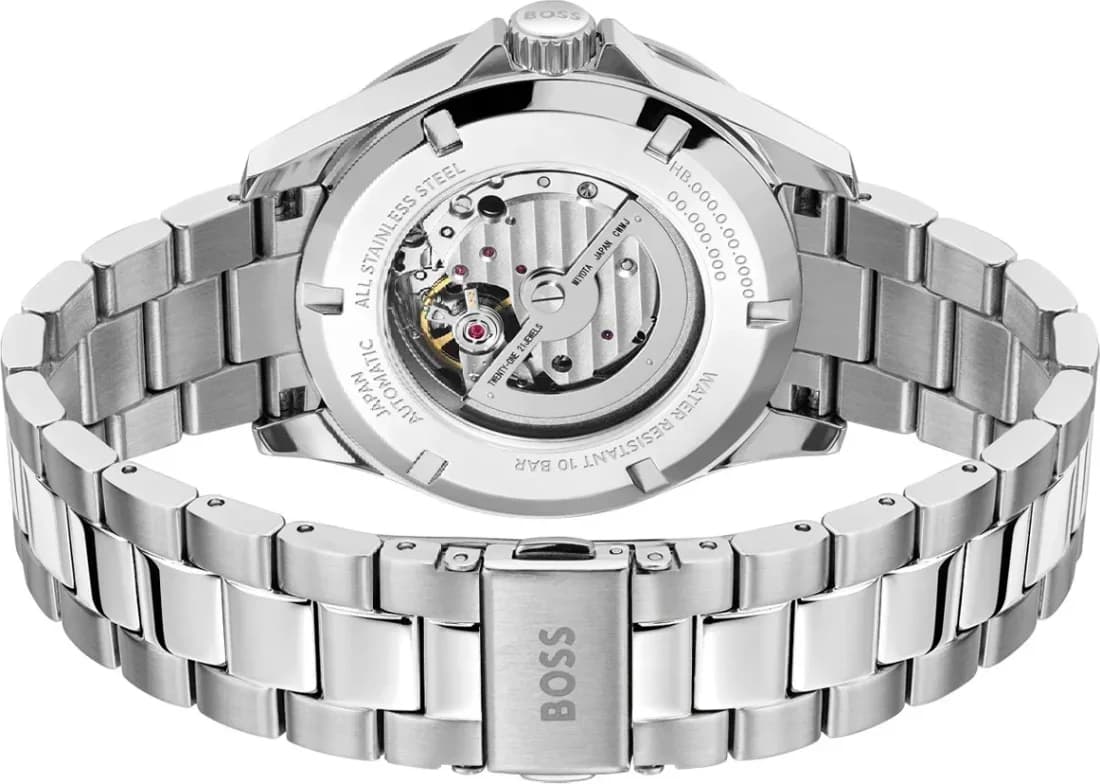 Attache bracelet Hugo Boss 1514202 bracelet acier inoxydable 316L, maillons polis et satinés, fermoir déployant double sécurité, maillons ajustables