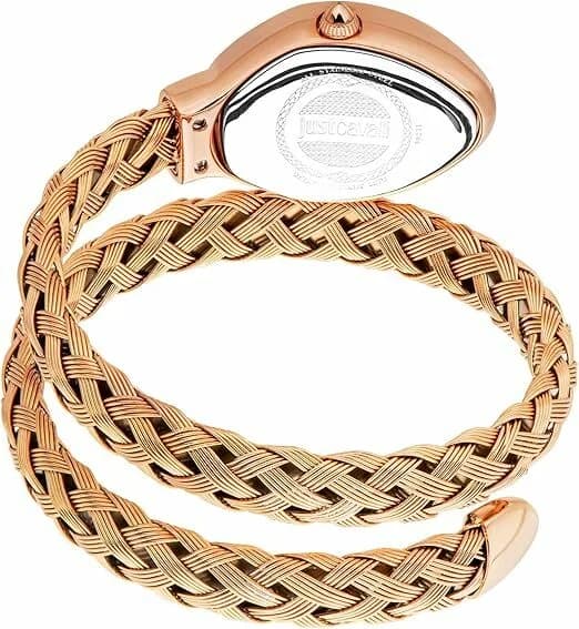 Attache bracelet Just Cavalli JC1L264M0045 en acier rose gold avec fermoir déployant papillon, maillons satinés et polis contrastés