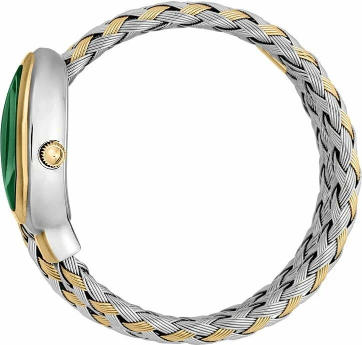 Attache bracelet Just Cavalli JC1L264M0065 en acier bicolore or et acier, fermoir déployant double sécurité signé