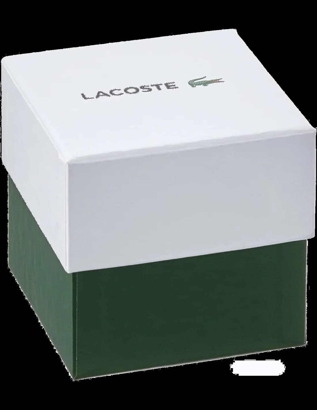 Visage cadran Lacoste 2001016 dévoile des index appliques en or et aiguilles dauphine, date à 3h lumineux