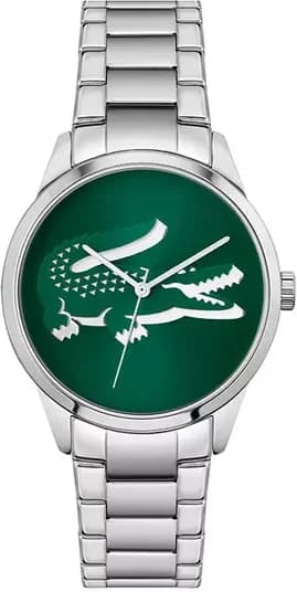 Montre Lacoste Ladycroc 2001190 pour Femme, Cadran Vert, Bracelet Acier Argenté