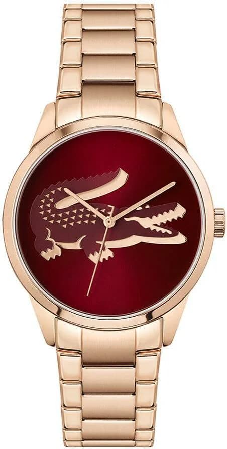 Montre Lacoste Ladycroc 2001191 pour Femme - Cadran Rouge, Bracelet Acier Or Rose