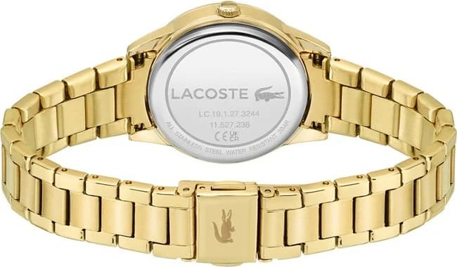 Attache bracelet Lacoste 2001216 en acier doré, maillons polis et satinés, fermoir déployante sécurisé, ajustable