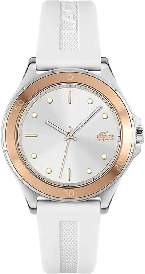 Montre Femme Lacoste Swing Réf. 2001225 - Cadran Argenté, Bracelet Silicone Blanc