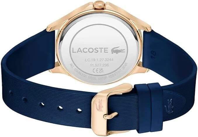 Visage cadran Lacoste 2001236 dévoile compteurs 24h et date à 3h aiguilles noires centrales