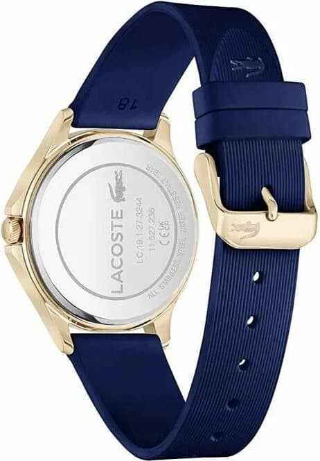 Attache bracelet Lacoste 2001236 en silicone bleu marine à boucle ardillon signature croco gravée