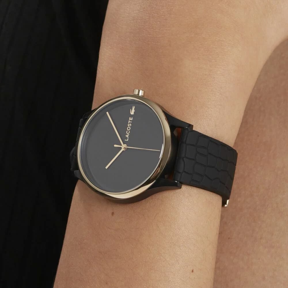 Montre Lacoste Crocodelle 2001249 pour Femme - Boîtier Bicolore, Cadran et Bracelet Noir vue 5
