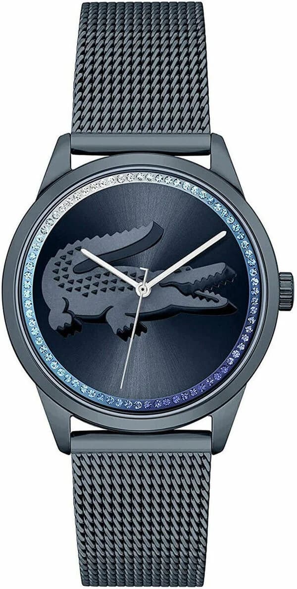 Montre Femme Lacoste Ladycroc 2001260 - Cadran bleu strass, bracelet maille milanaise acier bleu