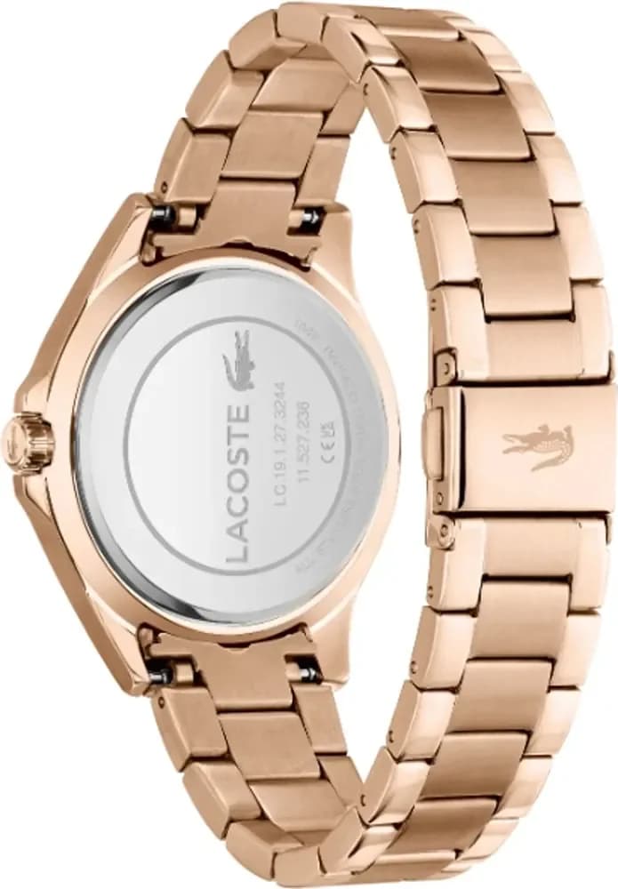 Attache bracelet Lacoste 2001268 bracelet acier inoxydable bicolore or rose PVD, maillons polis et satinés, fermoir déployant triple sécurité