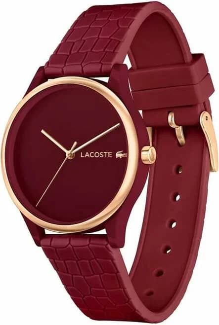 Montre Femme Lacoste Crocodelle 2001283 - Boîtier bicolore, cadran et bracelet silicone rouge vue 2