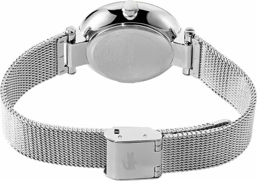 Lunette boîtier Lacoste 2001337 ronde en acier inoxydable brossé, verre minéral, profil fin et féminin
