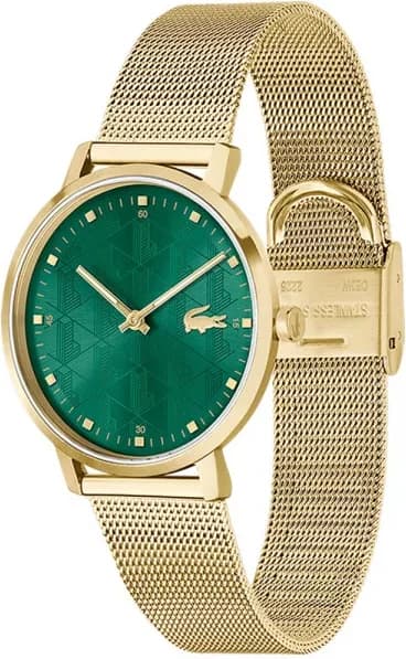Montre Lacoste Crocorigin 2001356 pour Femme, Cadran Vert, Bracelet Acier Doré vue 2