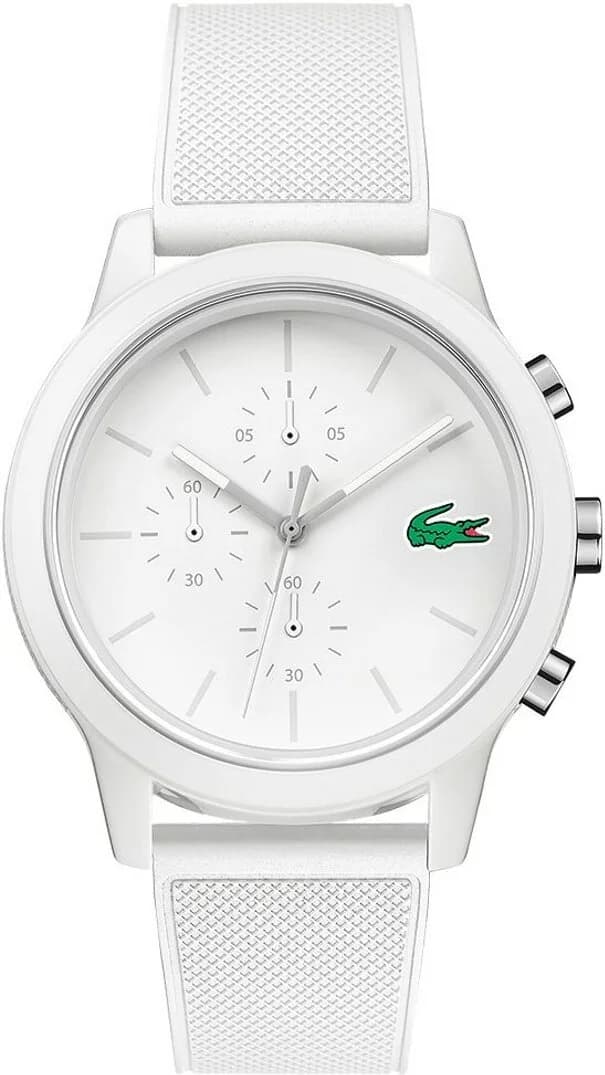 Montre Homme Lacoste 2010974 - Cadran Blanc Multifonctions, Bracelet Silicone Blanc