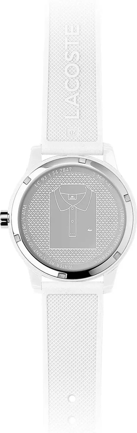 Lunette boîtier Lacoste 2010984 en acier inoxydable brossé, forme tonneau, verre minéral bombé, étanche 10 ATM