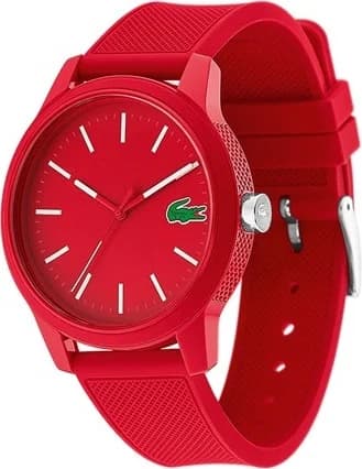 Visage cadran Lacoste 2010988 avec index appliqués, aiguilles luminescentes et date à 3h, précision quartz