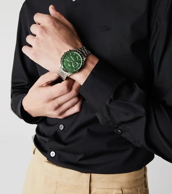 Montre Homme Lacoste 2011080 en acier, cadran vert et bracelet argent vue 4