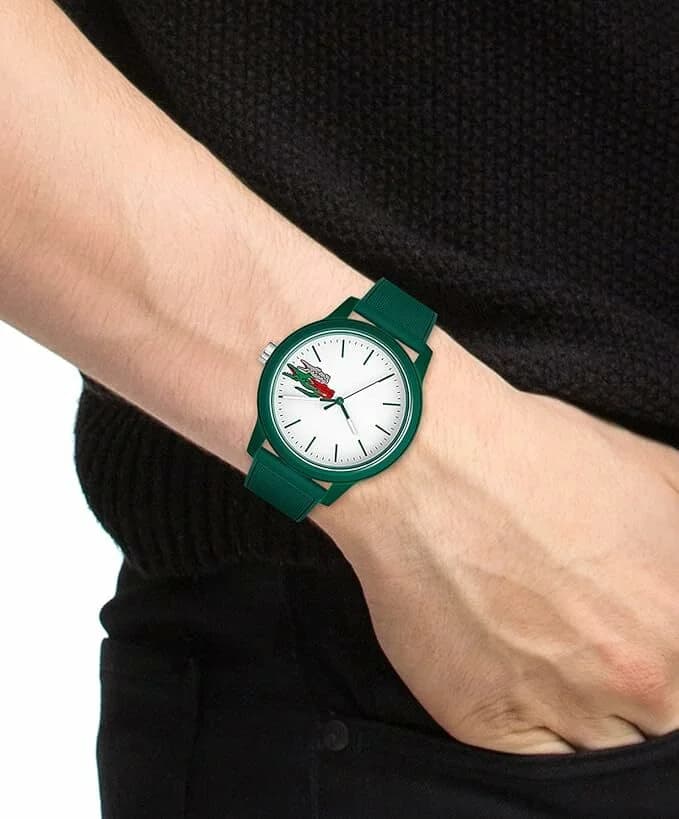 Lunette boîtier Lacoste 2011135 acier inoxydable brossé 42mm, lunette fixe polie, verre minéral, profil fin ergonomique