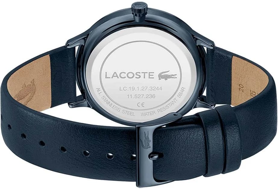 Lunette boîtier Lacoste 2011140 en acier 316L brossé, lunette fine polie, profil courbes ergonomiques