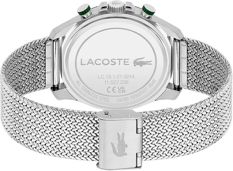 Attache bracelet Lacoste 2011255 maille milanaise argentée avec fermoir déployant ajustable, finition satinée confortable