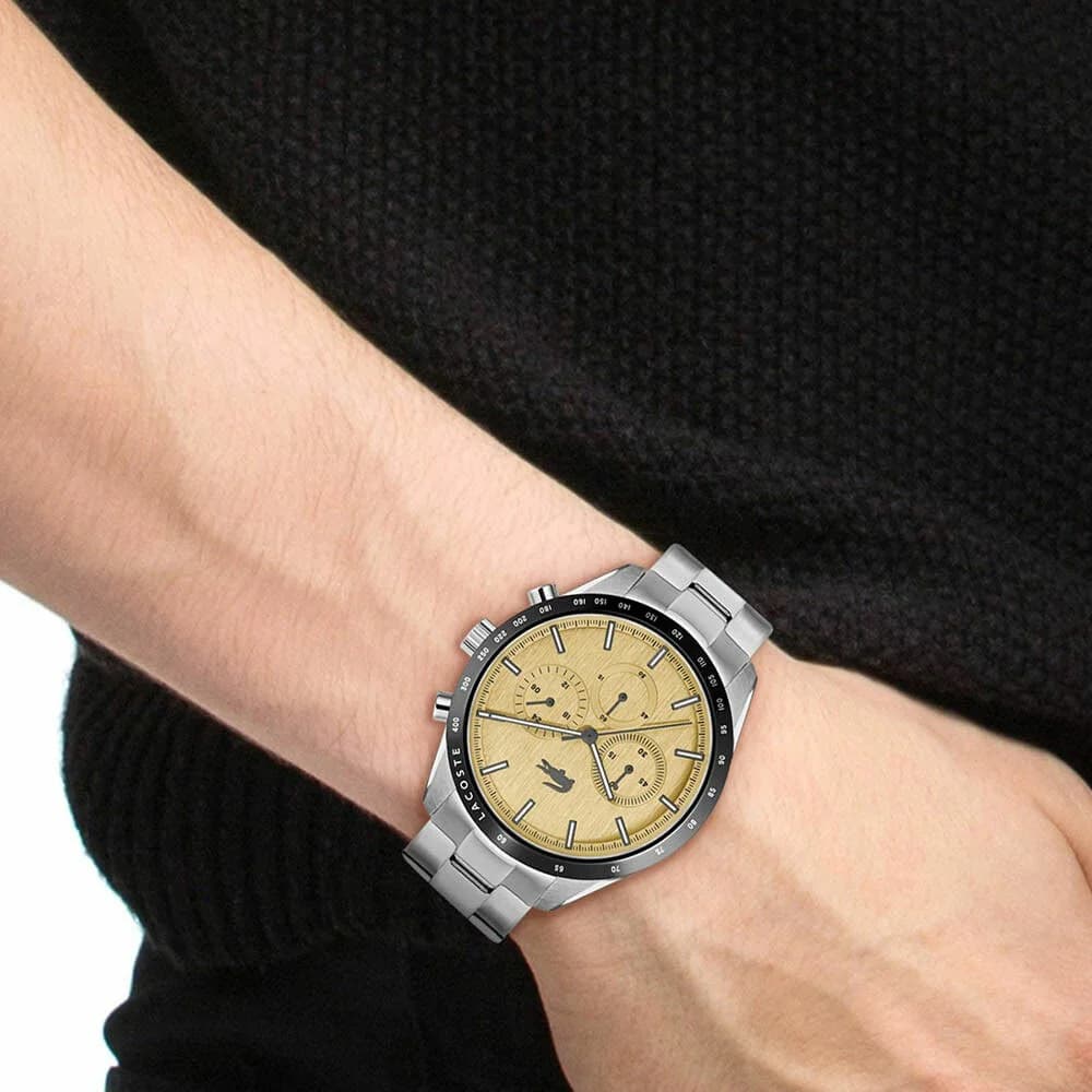 Montre Lacoste Homme 2011271 Boston - Boîtier Acier Argenté & Cadran Doré vue 3