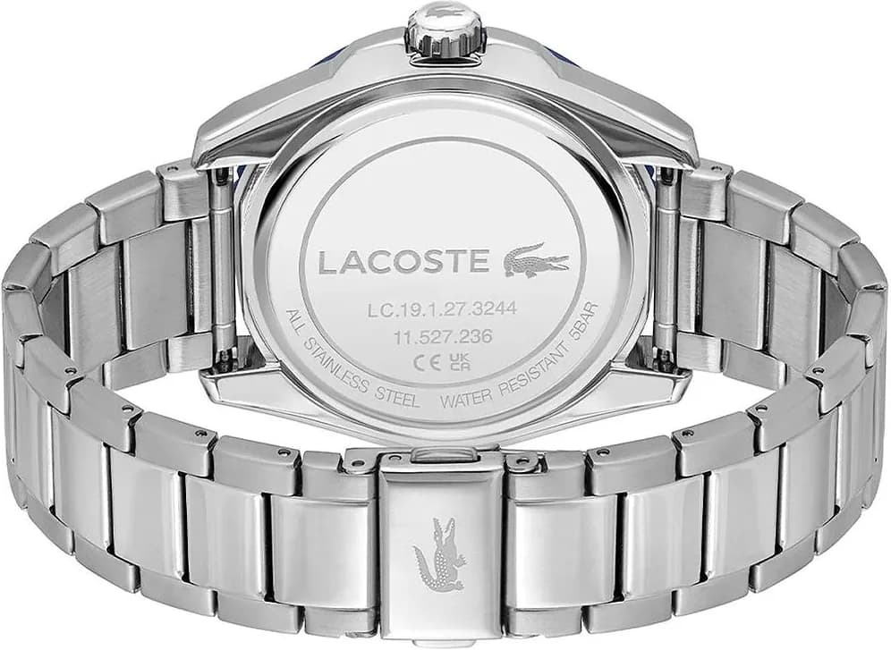 Attache bracelet Lacoste 2011286 en acier inoxydable brossé et poli à boucle déployante sécurisée