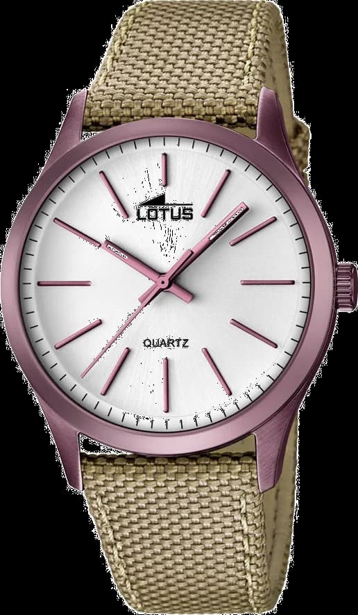 Garde-temps Lotus L18167/1 avec cadran beige soleillé, aiguilles bâton et index appliqués, style smart casual épuré