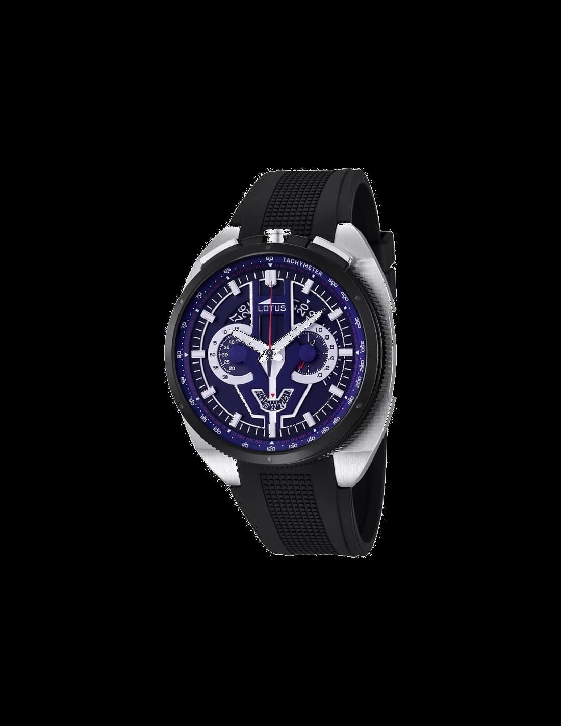 Montre Homme Lotus Chrono L10128/3 en Silicone, Cadran Bleu et Bracelet Noir