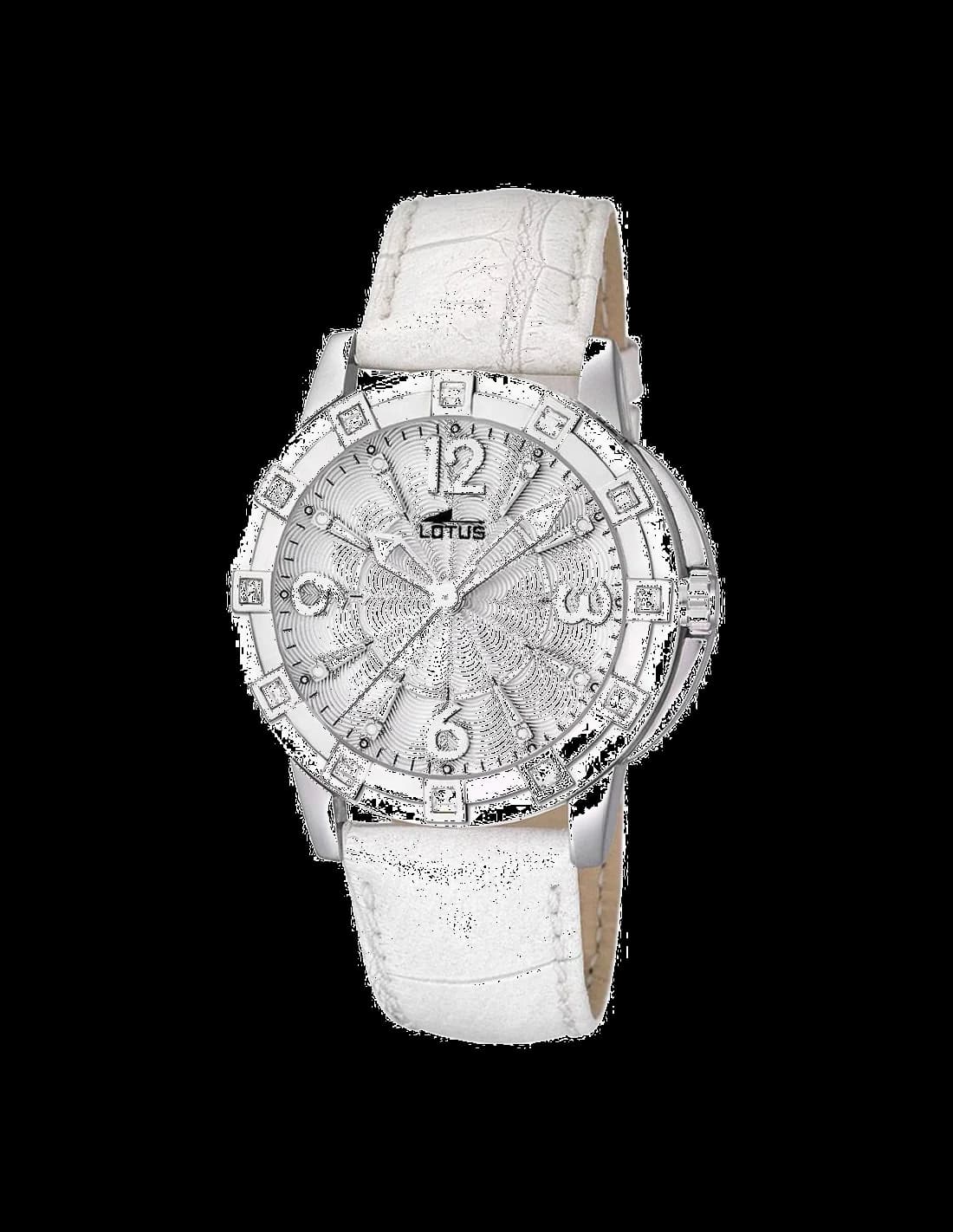 Montre Femme Lotus L15745/1, Cadran et Bracelet Cuir Blanc