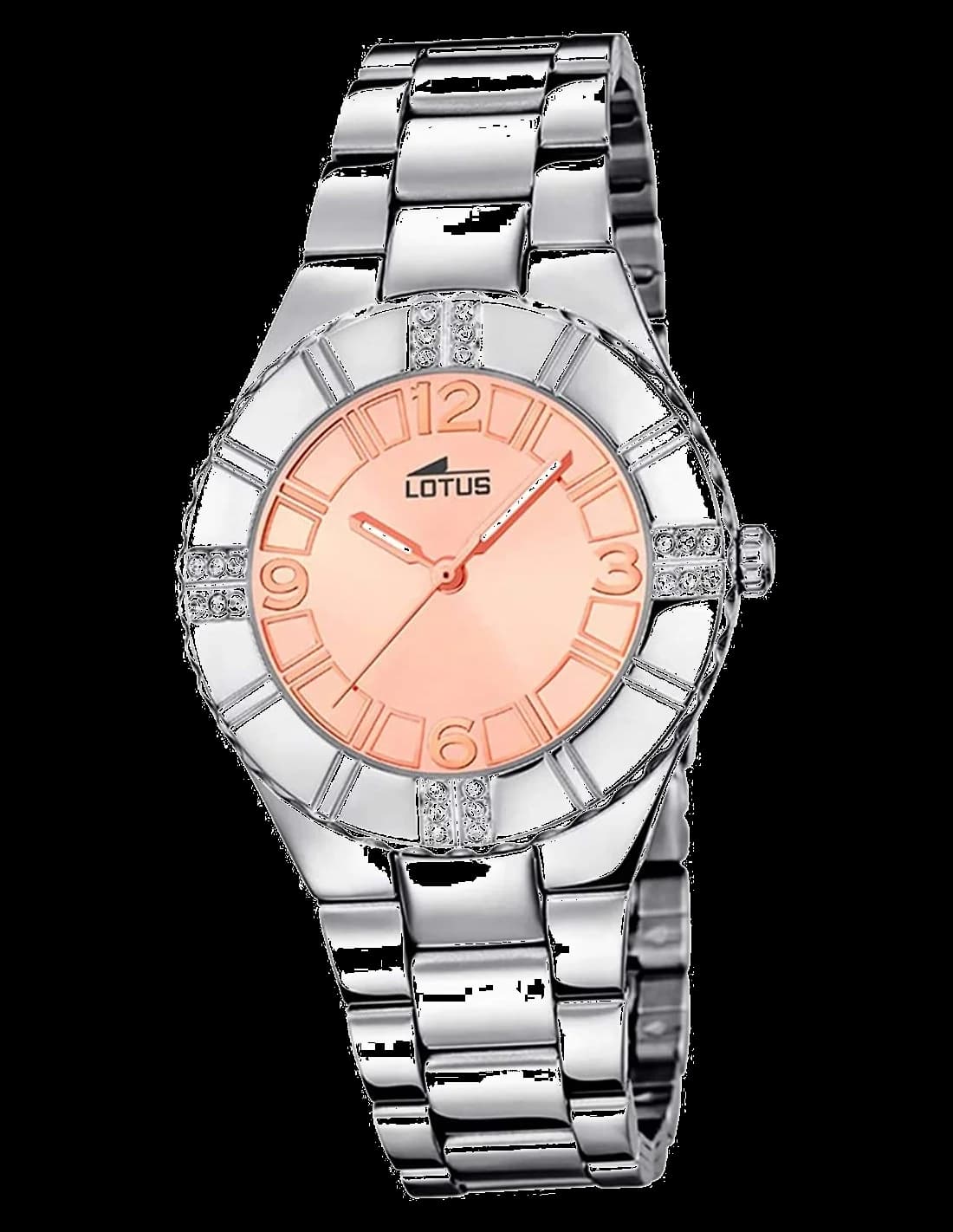Garde-temps Lotus L15905/2 cadran blanc guilloché, aiguilles dorées, index romains, élégance classique