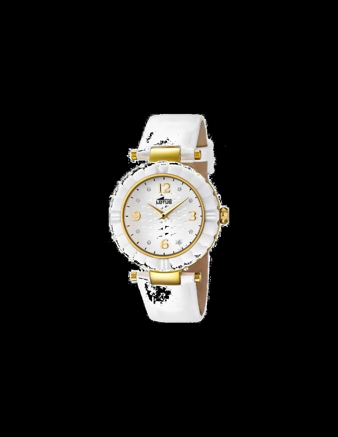 Montre Femme Lotus Trendy L15912/5 - Boîtier or et cadran blanc, bracelet cuir blanc