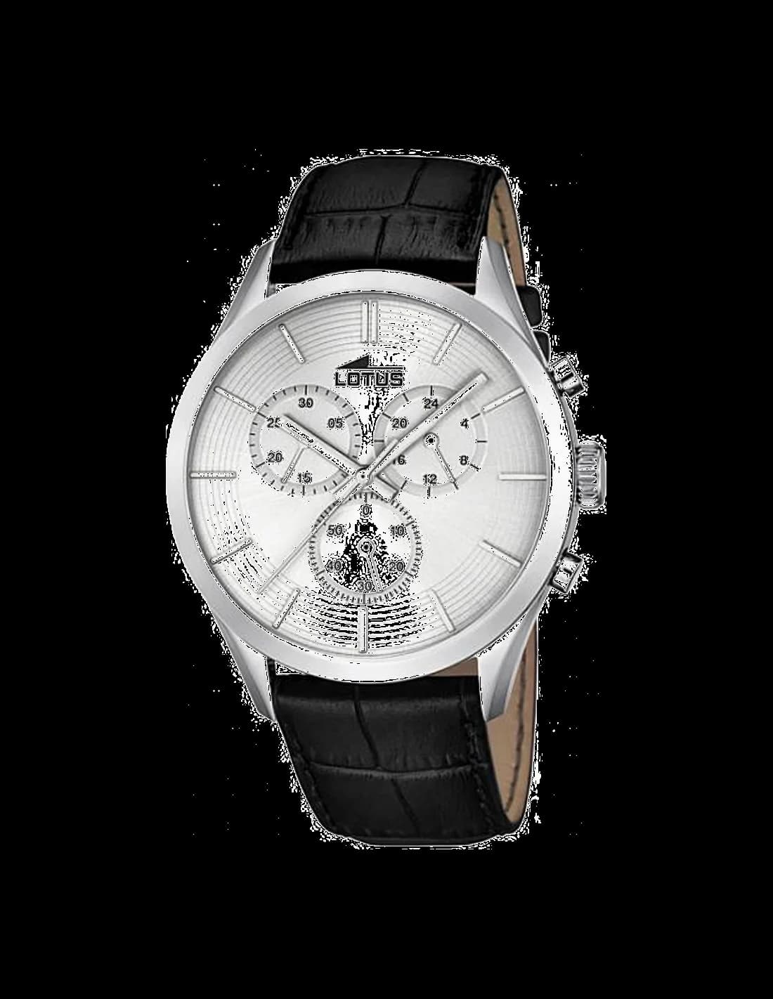 Montre Homme Lotus Minimalist L18119/1 Cadran Argent Bracelet Cuir Noir