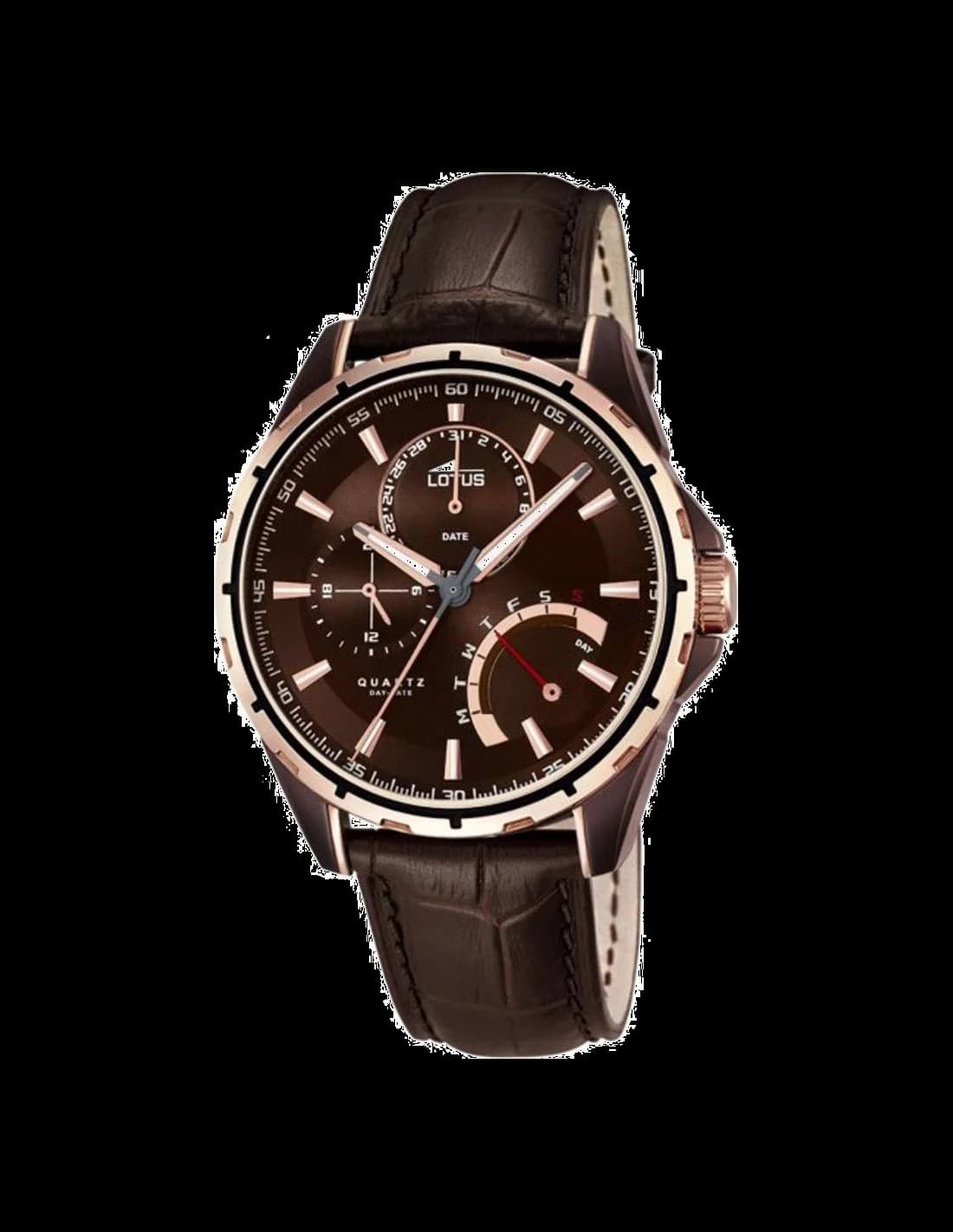 Garde-temps Lotus L18211/1 affichant cadran marron soleillé, aiguilles bâtons argentées, style smart-casual sobre
