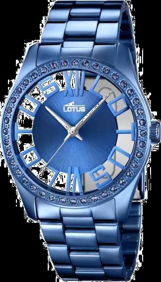 Montre Femme Lotus Trendy L18251/1 Cadran Squelette Bleu Acier