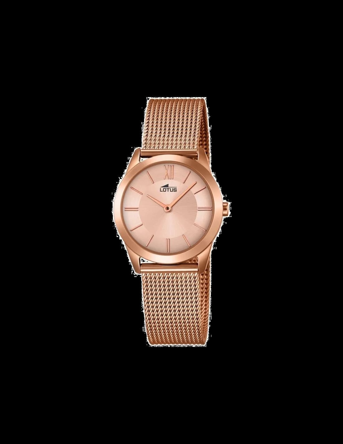 Garde-temps Lotus L18293/2 en acier or rose avec cadran blanc et index dorés, style élégant et moderne