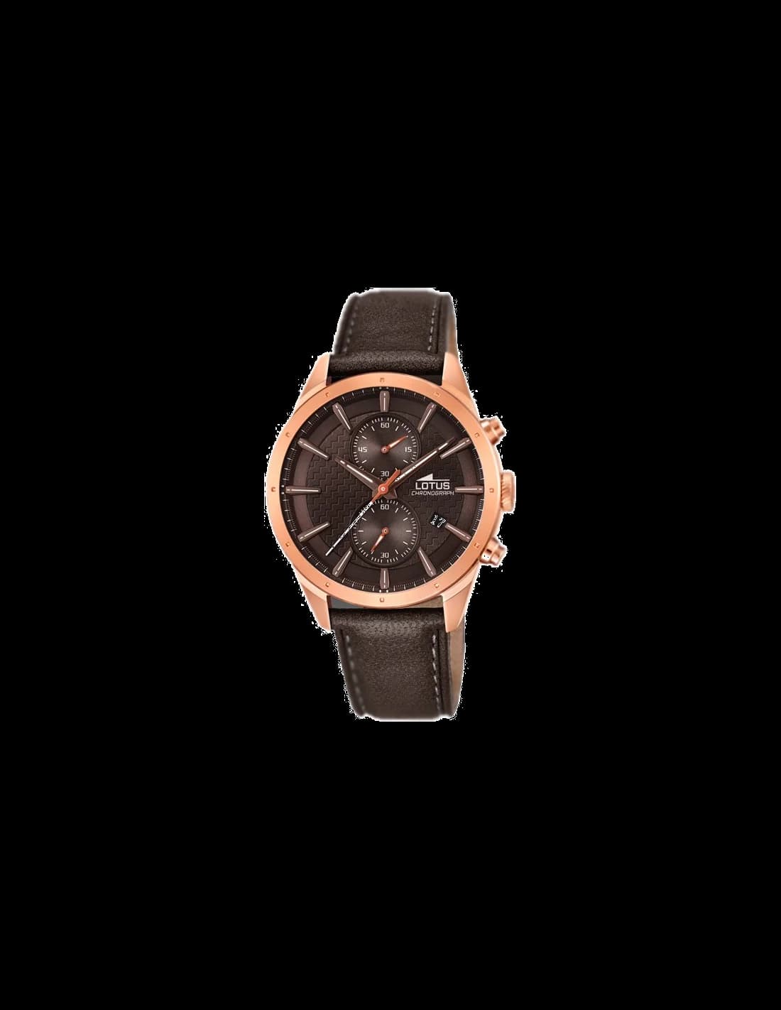 Garde-temps Lotus L18314/1 présentant cadran marron soleillé avec aiguilles et index argentés, style classique sport