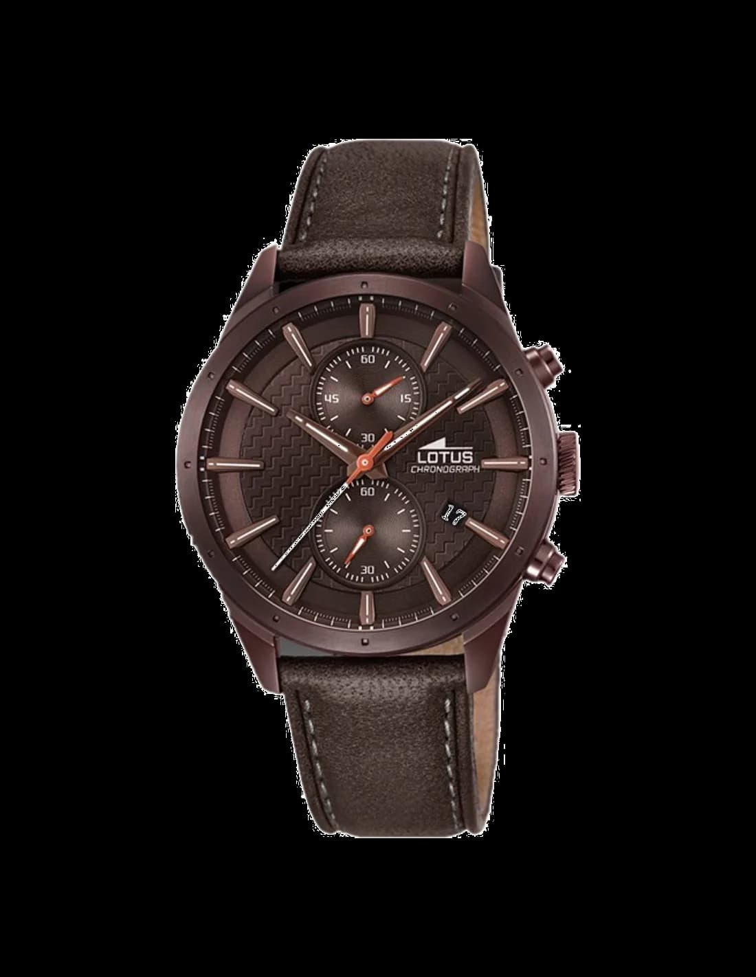 Garde-temps Lotus L18316/1 cadran marron soleillé avec aiguilles dorées et index bâtons pour lisibilité optimale