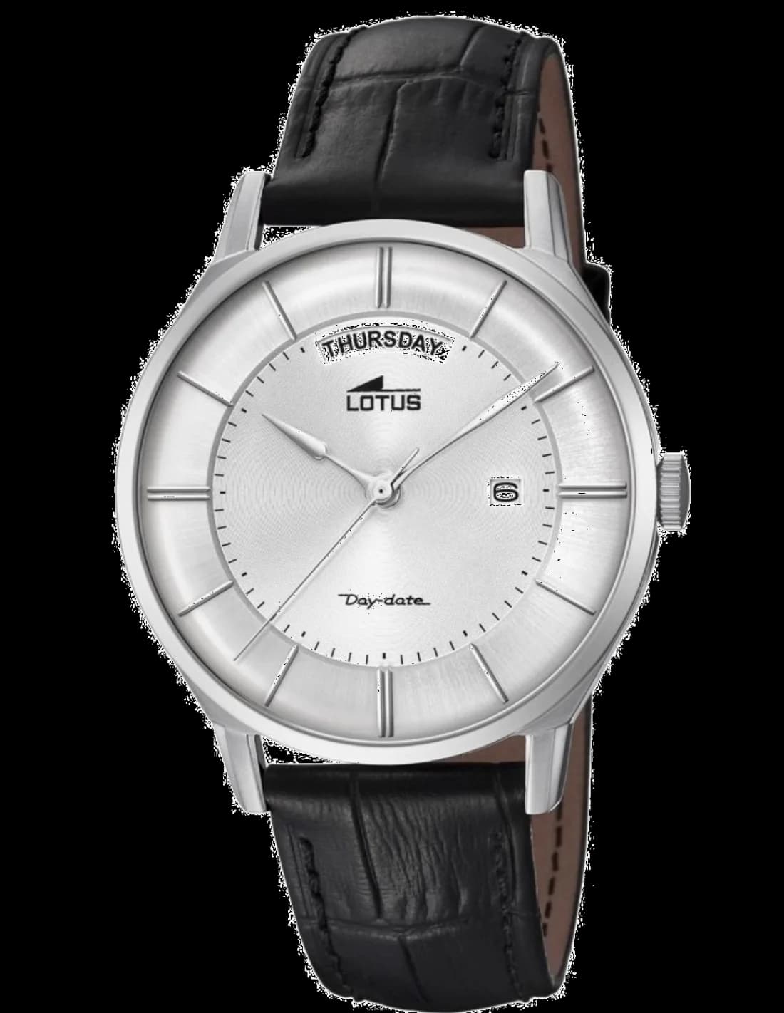 Montre Homme Lotus L18420/1 Cadran Argent Bracelet Cuir Noir