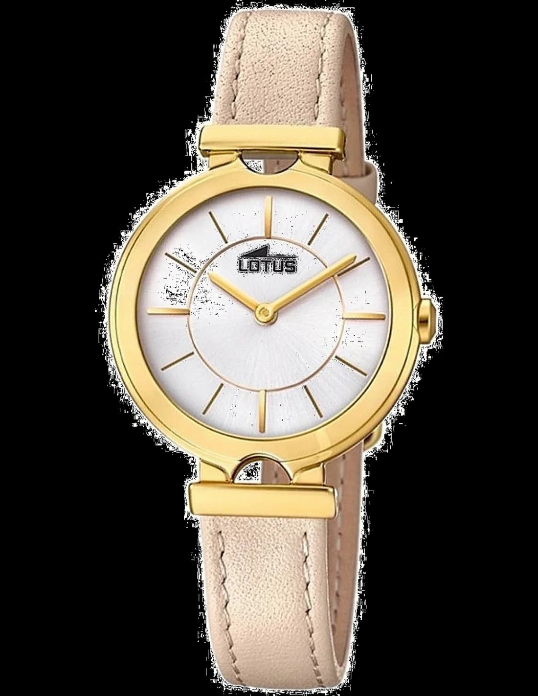 Montre Femme Lotus L18452/1 en Or et Cadran Argent, Bracelet Cuir Beige