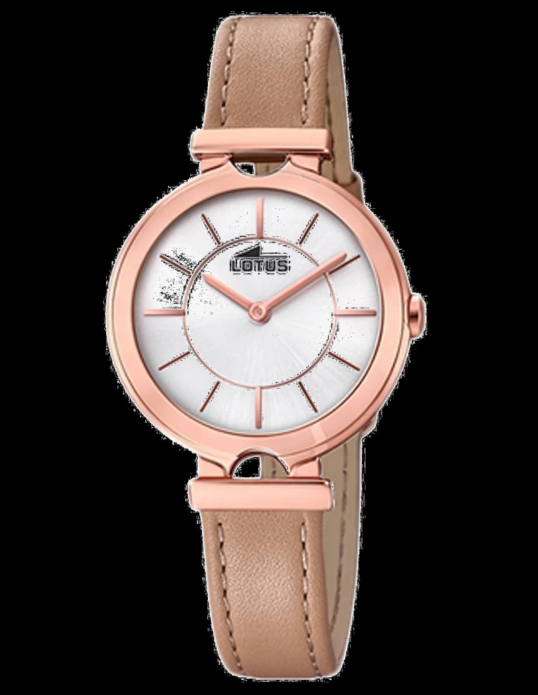 Montre Femme Lotus Bliss L18453/1 - Cadran Argent, Boîtier Or Rose, Bracelet Cuir Marron