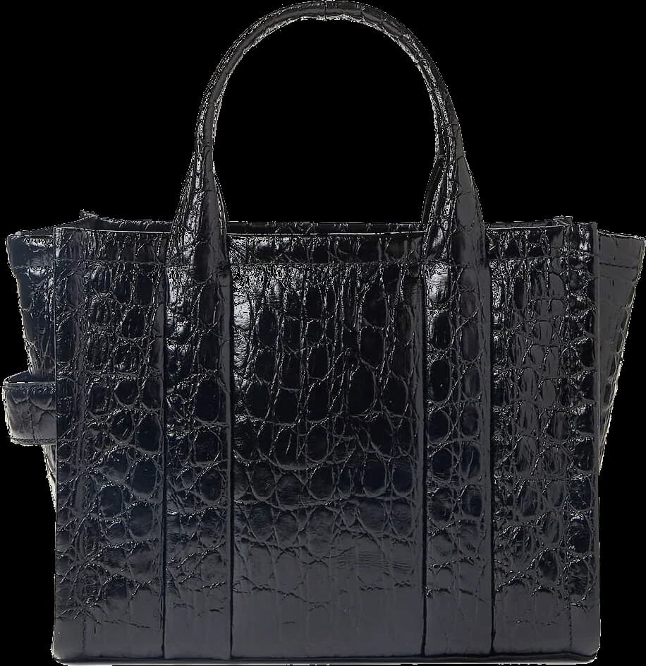 Sac à main cabas Marc Jacobs The Croc en cuir noir embossé - Réf. H022L01RE22 vue 3