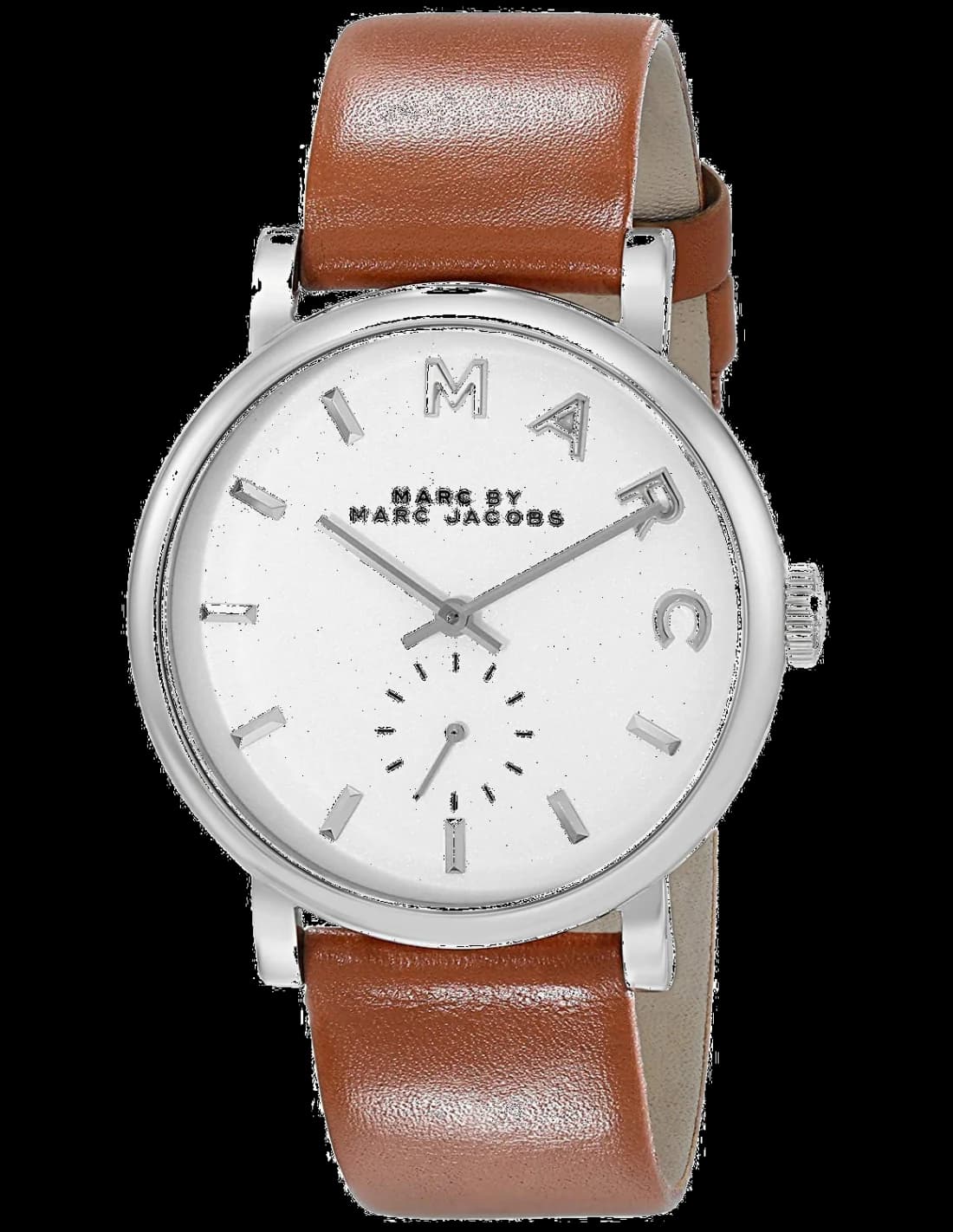 Montre femme Marc Jacobs Baker MBM1265, cadran blanc, bracelet cuir marron