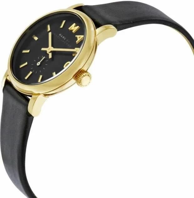 Montre Femme Marc Jacobs Baker MBM1273 - Cadran noir, boîtier or rose, bracelet cuir vue 2