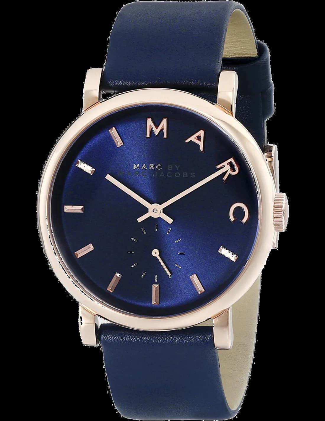 Montre Femme Marc by Marc Jacobs Baker MBM1329 Cadran et bracelet bleu marine, boîtier or rose