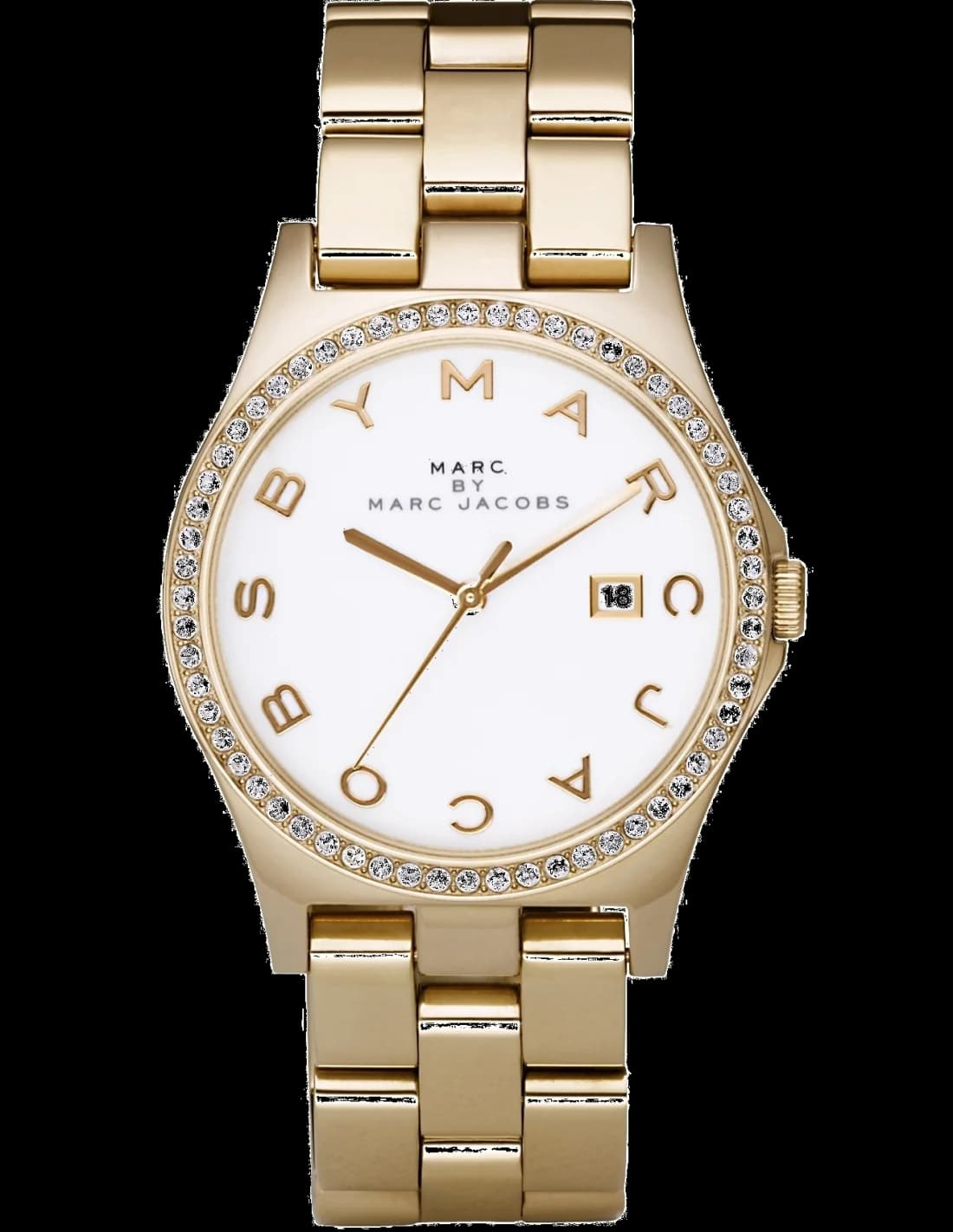 Montre Femme Marc Jacobs Henry MBM3045 en acier doré jaune et cadran blanc