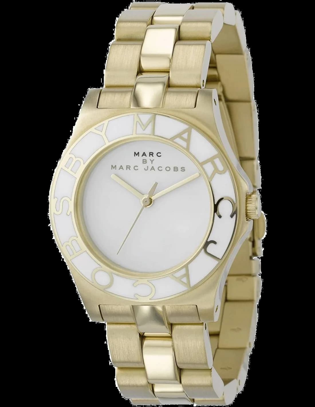 Montre Femme Marc Jacobs MBM3050 en Acier Inoxydable Doré, Cadran Blanc à Index Cristaux