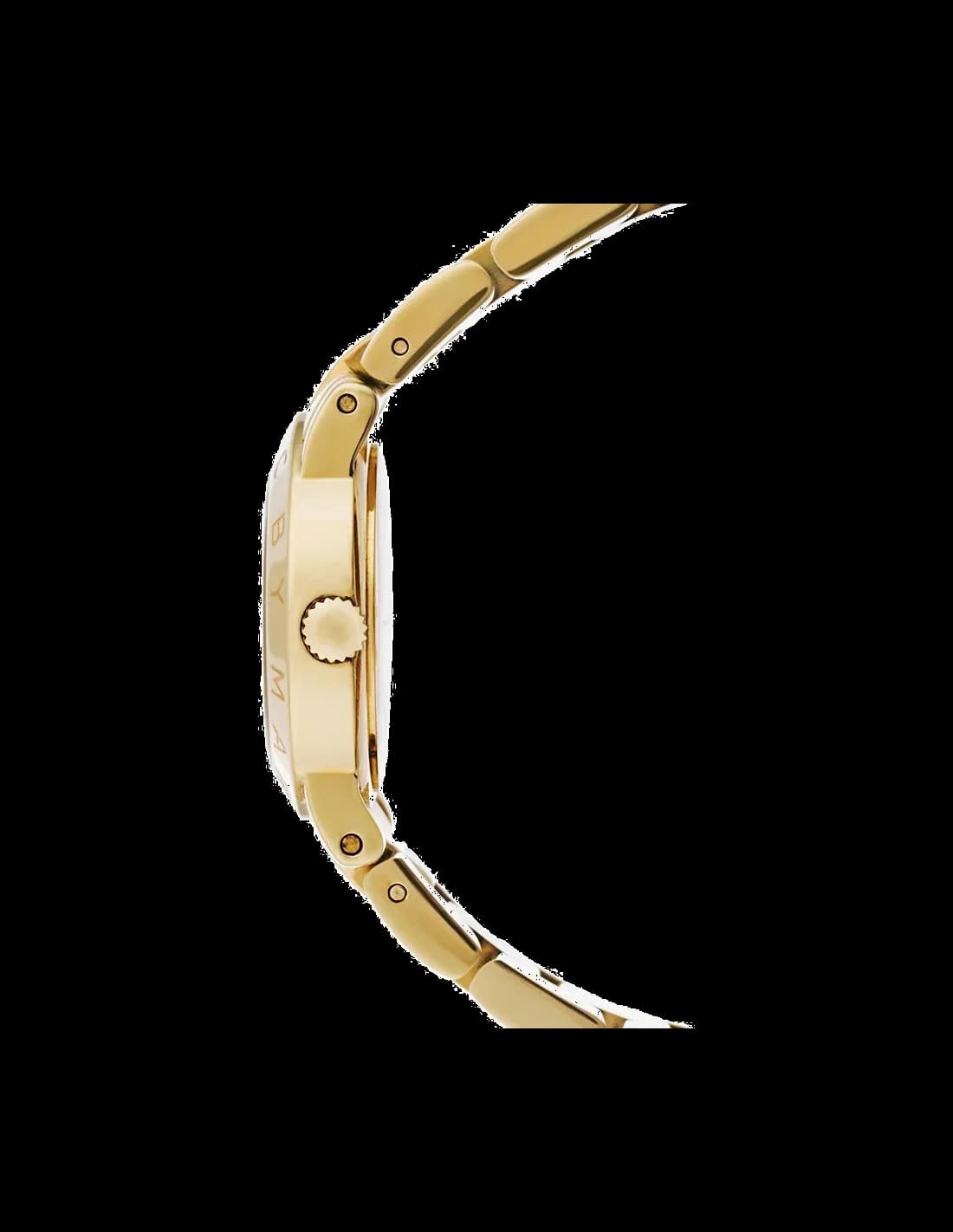 Visage cadran Marc Jacobs MBM3057 avec index brillants et aiguilles bâtons, lisibilité optimale