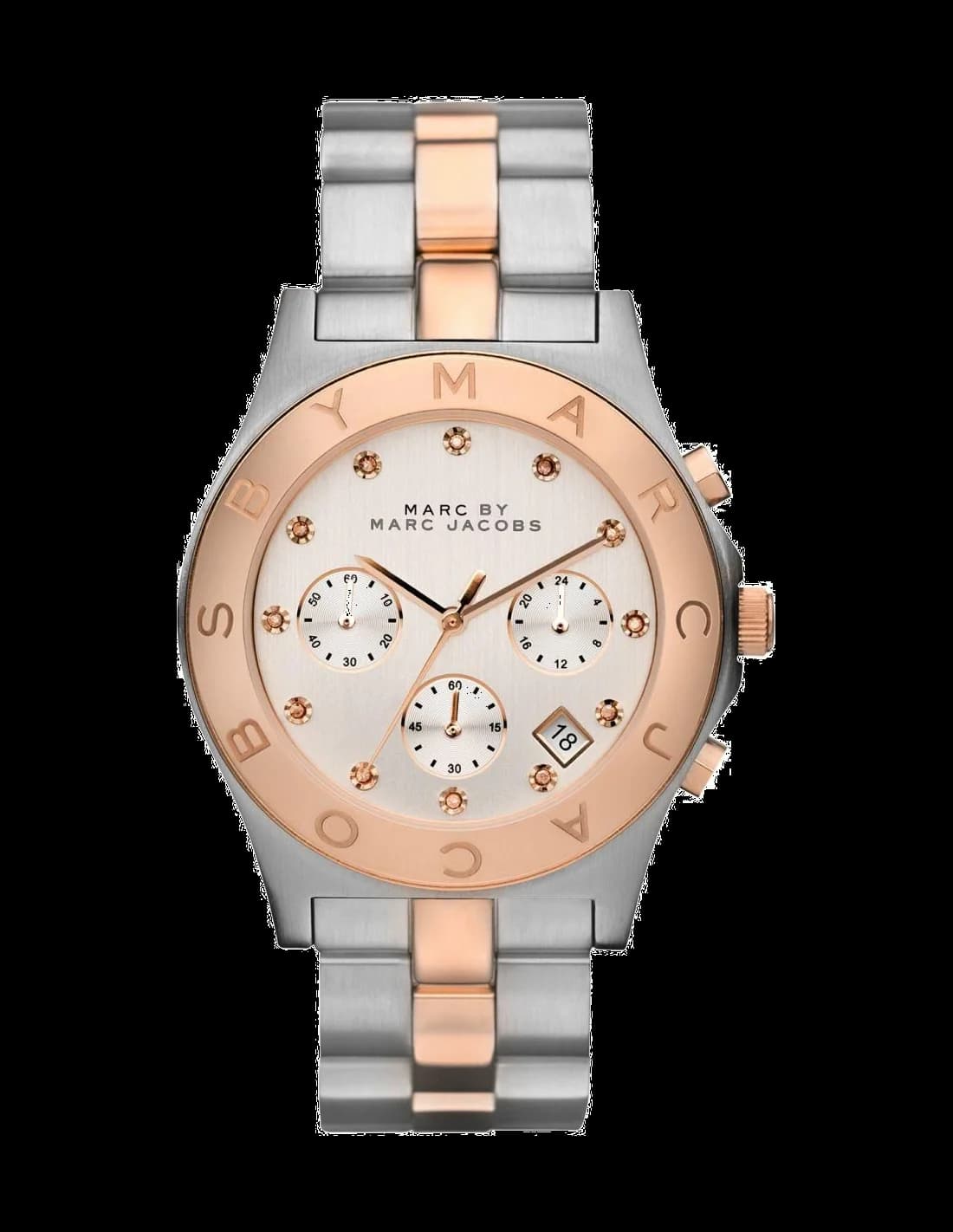 Montre Femme Marc Jacobs MBM3178 Acier Bicolore Argent & Doré Rose, Index Pierres