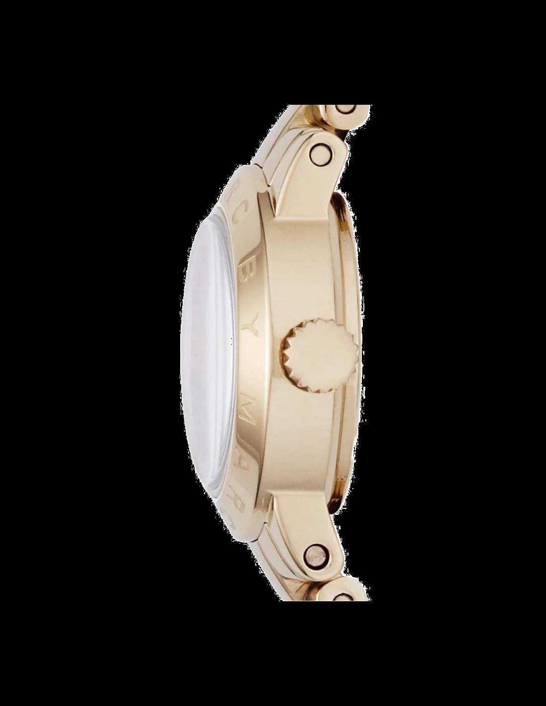 Visage cadran Marc Jacobs MBM3226 orné d'aiguilles fines et index appliqués en acier poli