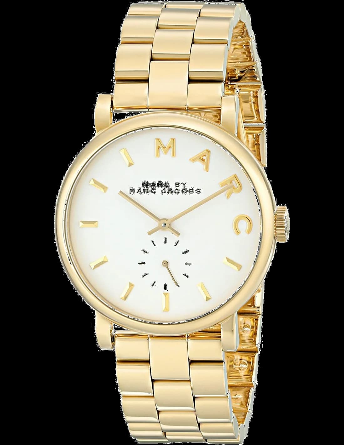 Montre Femme Marc Jacobs Baker MBM3243 - Boîtier et Bracelet Acier Doré, Cadran Blanc